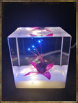 Resin Cube | Night Light Cube - Fuchsia Triphylla