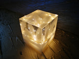 Resin Cube | Night Light Cube - Bunny Tail - White