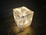 Resin Cube | Night Light Cube - Bunny Tail - White