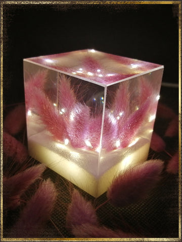 Resin Cube | Night Light Cube - Bunny Tail - Purple